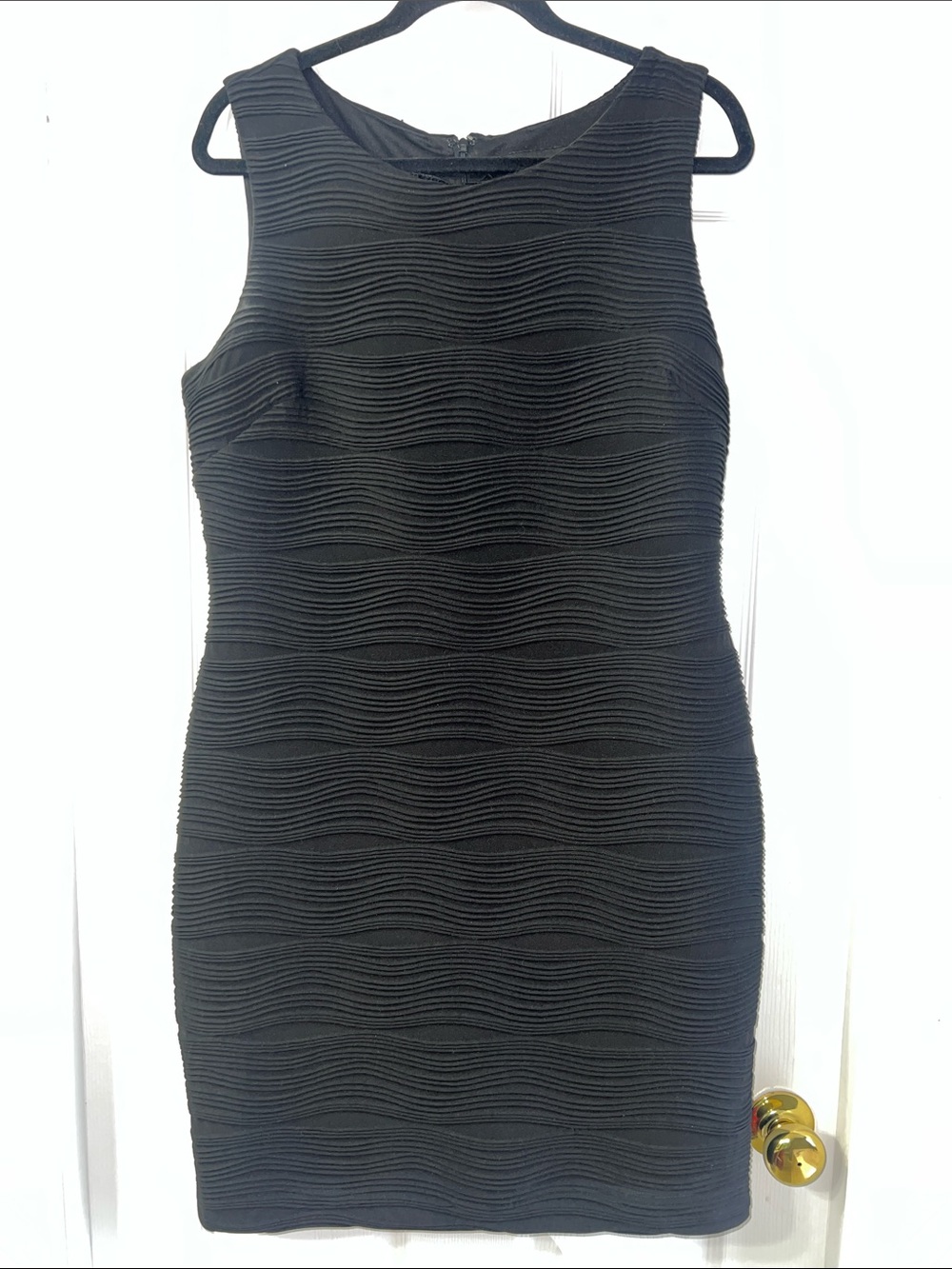 Elegant Textured Black Sleeveless Mini Dress Pit to Pit 20” Length 38”